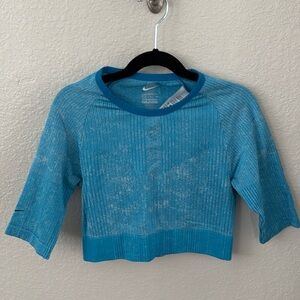 NIKE City Ready Seamless Knit Training Crop Top Blue Women's Size S
